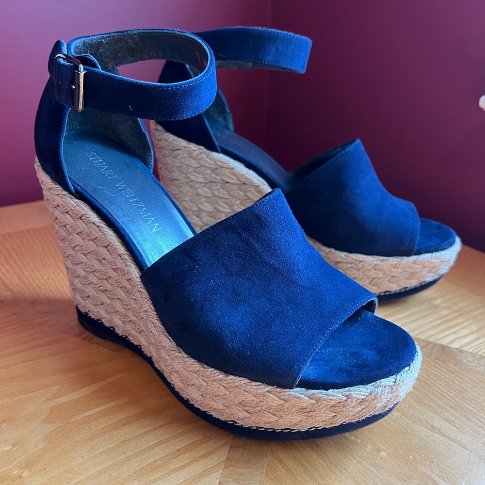 Stuart weitzman soho wedge navy suede SZ 8.5 M